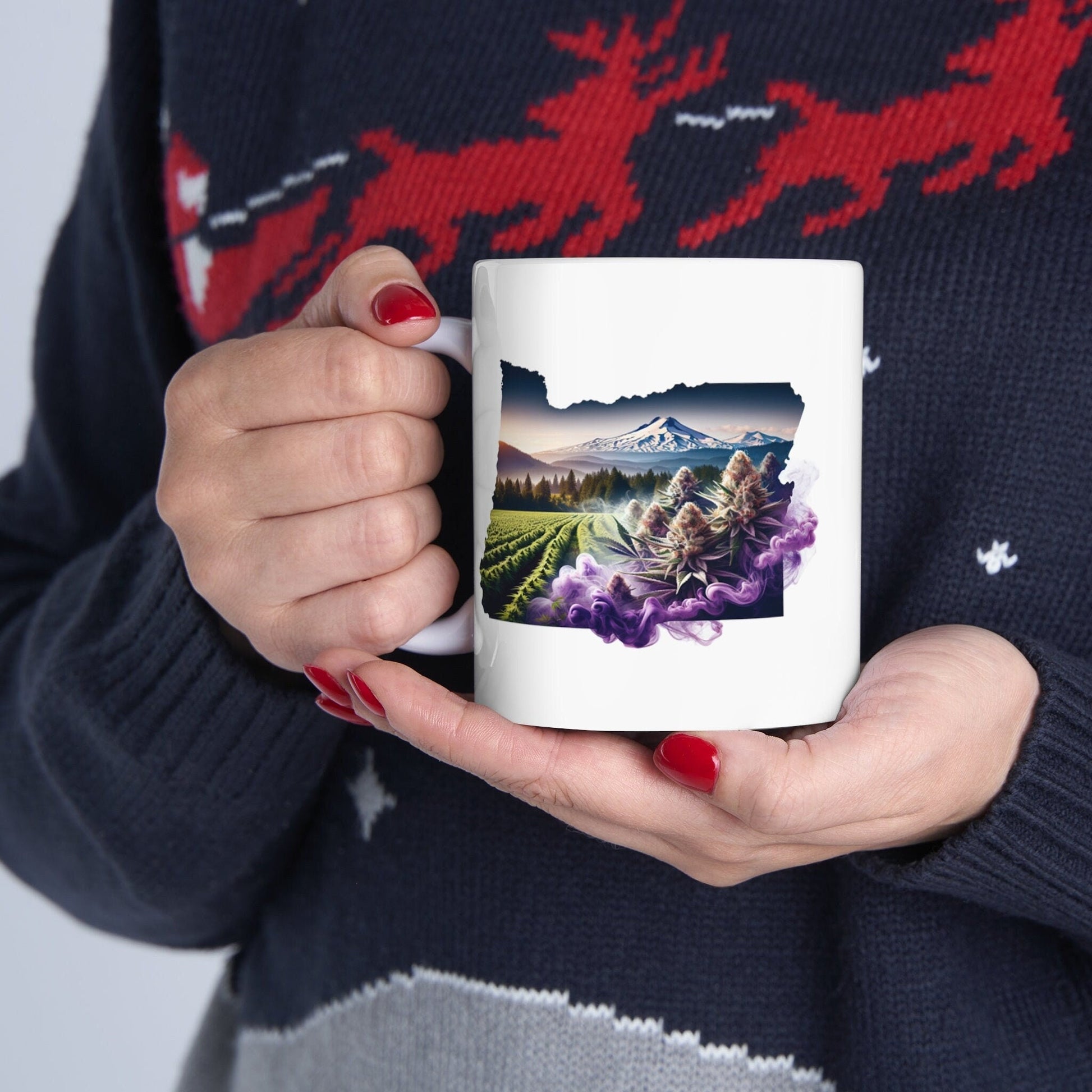 OREGON Weed Mug - State Themed Coffee Mugs, Marijuana Graphic - Perfect Gift for Smokers, Weed Lovers, Stoners - Cannabis Decor