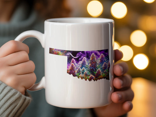OKLAHOMA Weed Mug - State Themed Coffee Mugs, Marijuana Graphic - Perfect Gift for Smokers, Weed Lovers, Stoners - Cannabis Decor