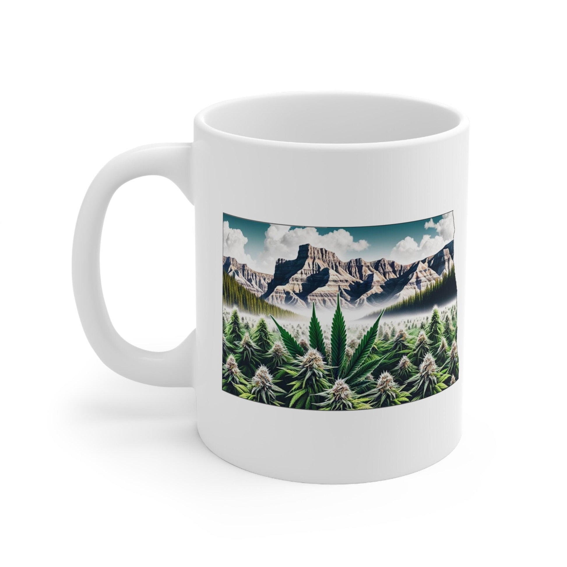 NORTH DAKOTA Weed Mug - State Themed Coffee Mugs, Marijuana Graphic - Perfect Gift for Smokers, Weed Lovers, Stoners - Cannabis Decor