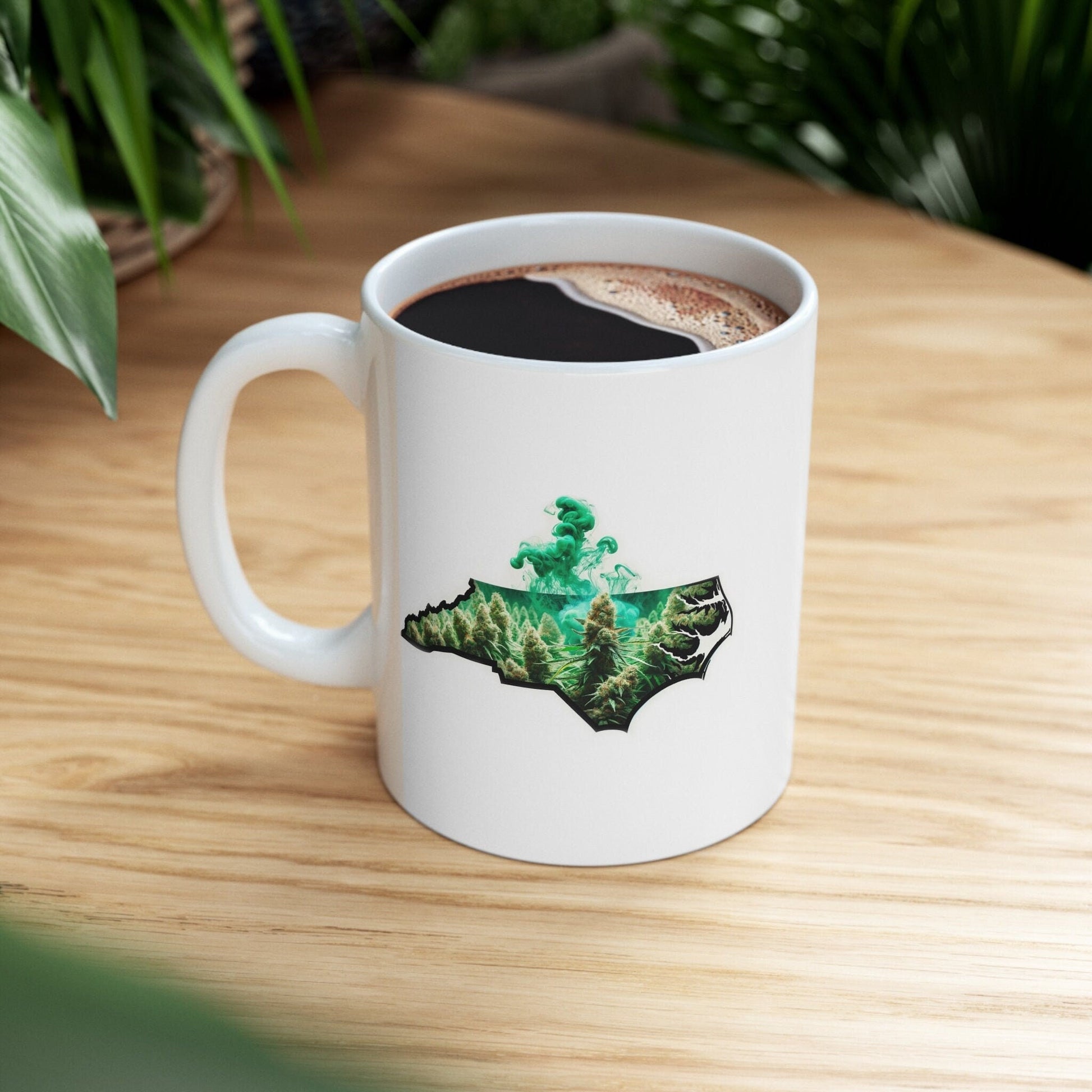 NORTH CAROLINA Weed Mug - State Themed Coffee Mugs, Marijuana Graphic - Perfect Gift for Smokers, Weed Lovers, Stoners - Cannabis Decor
