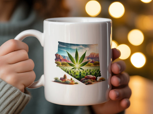 NEVADA Weed Mug - State Themed Coffee Mugs, Marijuana Graphic - Perfect Gift for Smokers, Weed Lovers, Stoners - Cannabis Decor