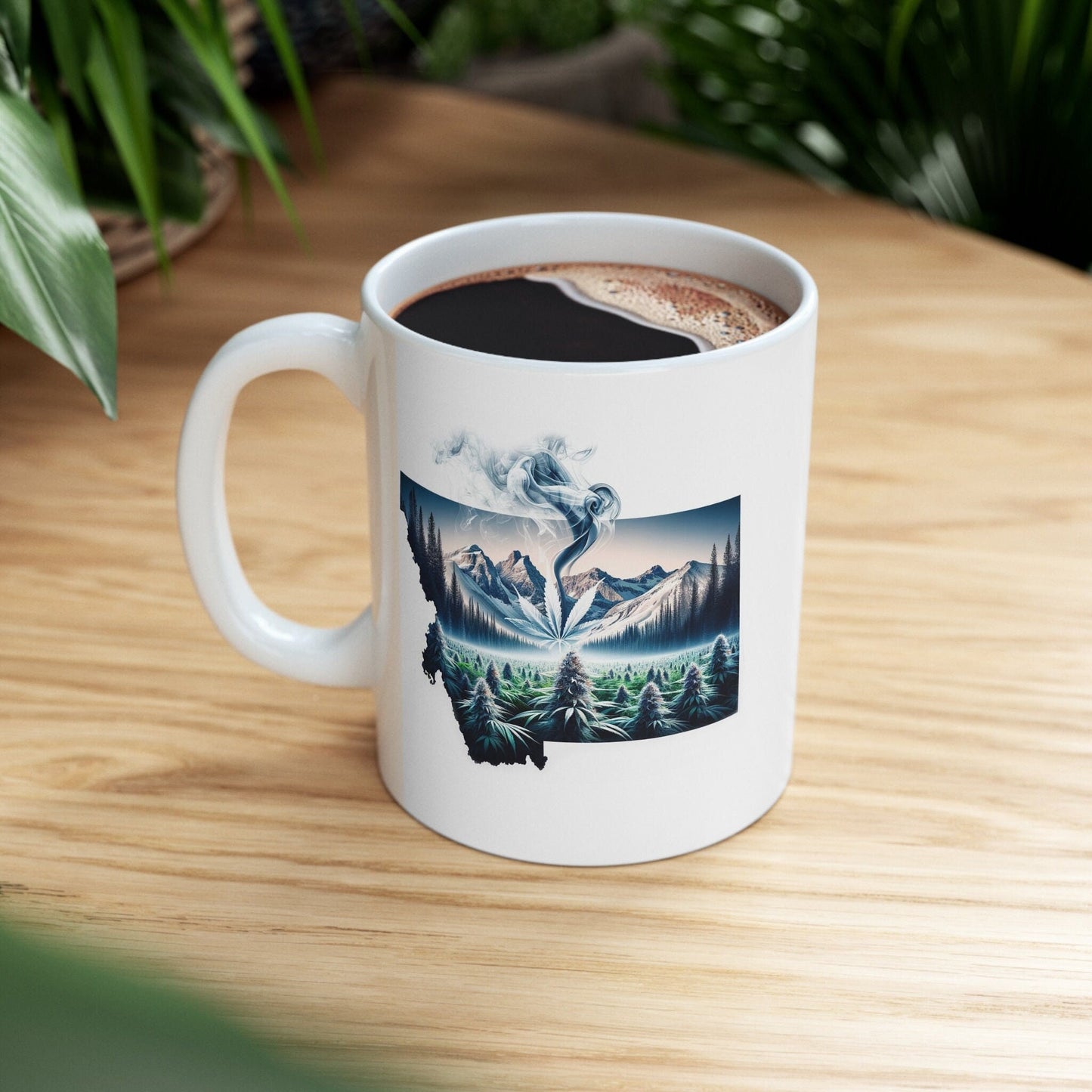 MONTANA Weed Mug - State Themed Coffee Mugs, Marijuana Graphic - Perfect Gift for Smokers, Weed Lovers, Stoners - Cannabis Decor