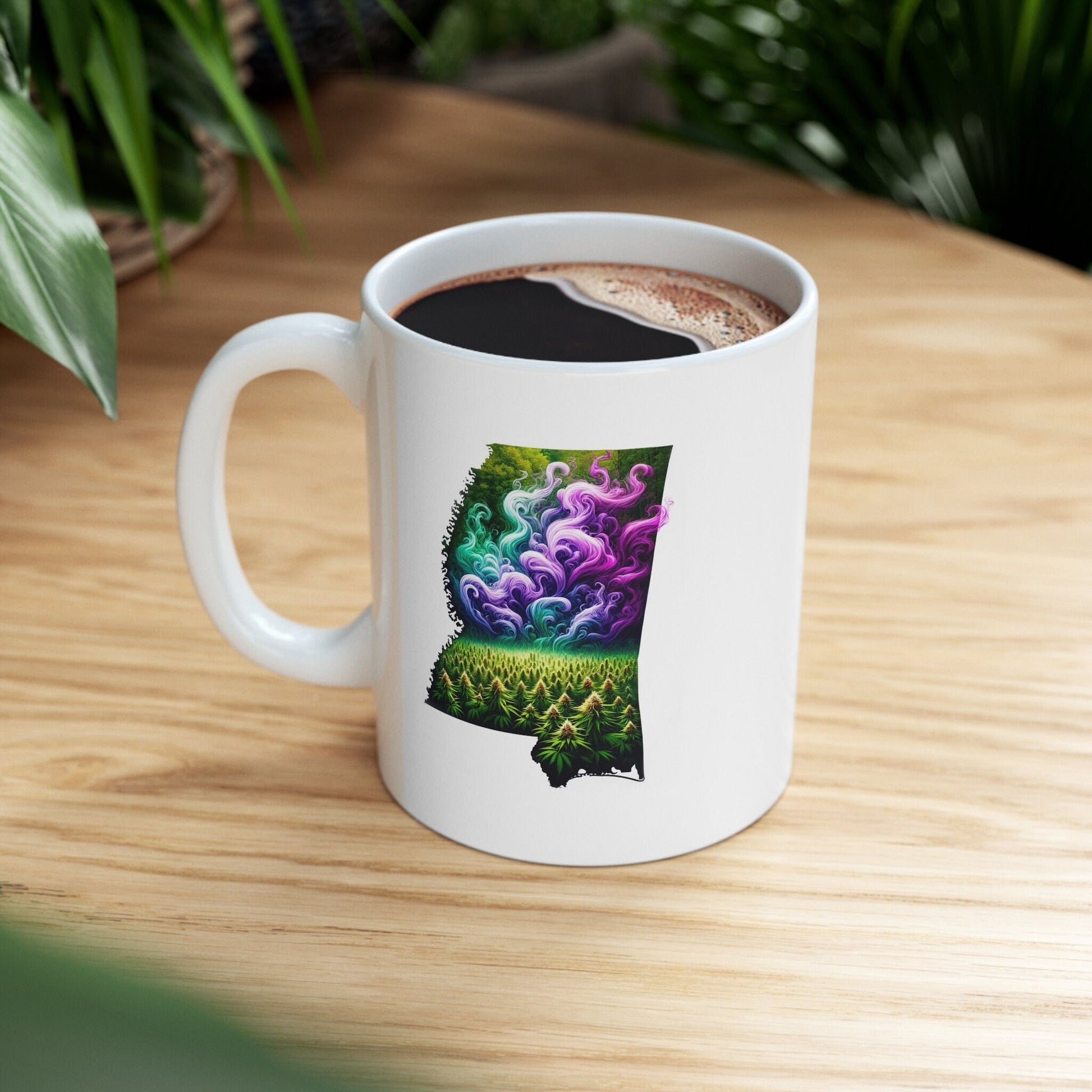 MISSISSIPPI Weed Mug - State Themed Coffee Mugs, Marijuana Graphic - Perfect Gift for Smokers, Weed Lovers, Stoners - Cannabis Decor