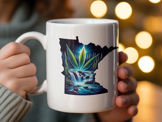 MINNESOTA Weed Mug - State Themed Coffee Mugs, Marijuana Graphic - Perfect Gift for Smokers, Weed Lovers, Stoners - Cannabis Decor