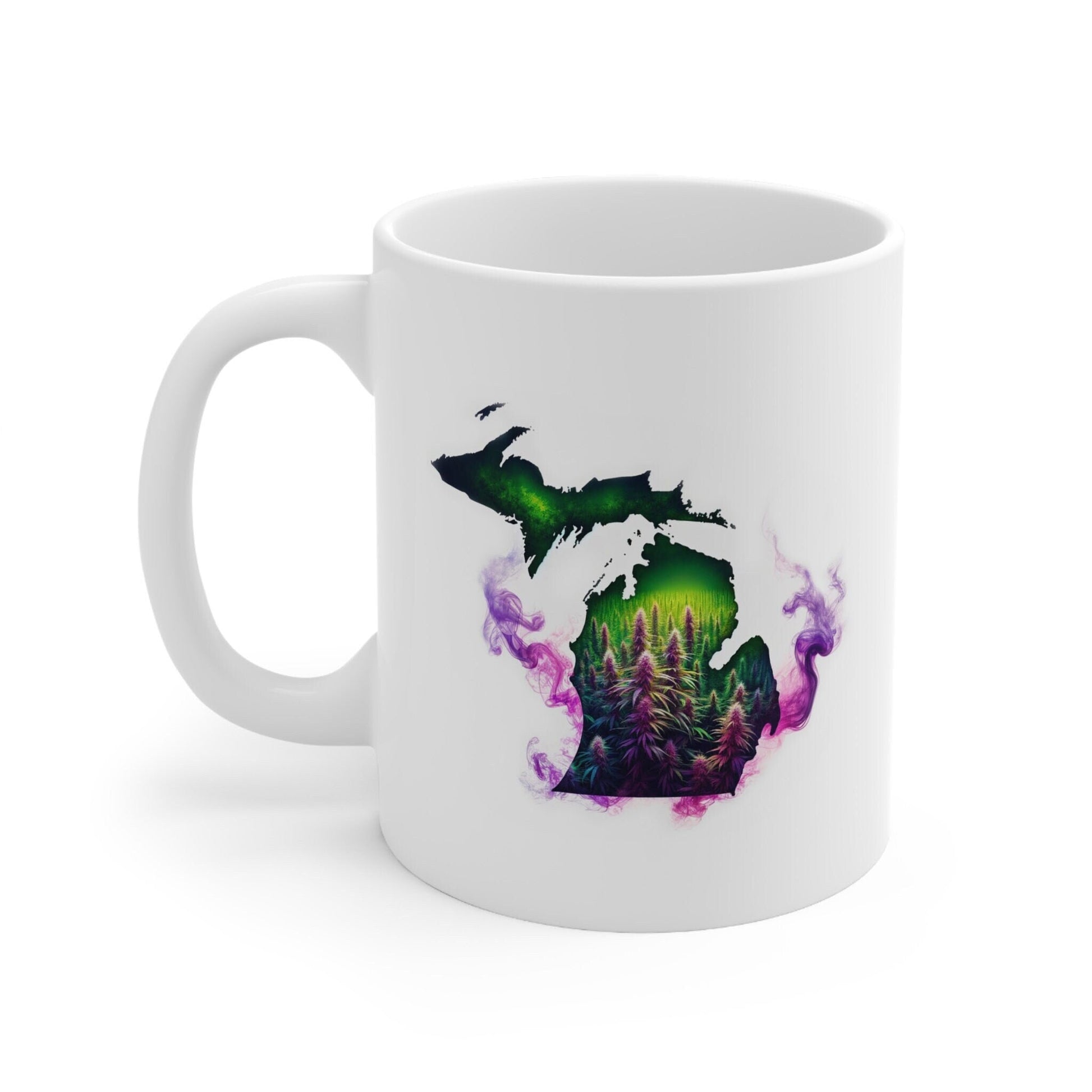 MICHIGAN Weed Mug - State Themed Coffee Mugs, Marijuana Graphic - Perfect Gift for Smokers, Weed Lovers, Stoners - Cannabis Decor