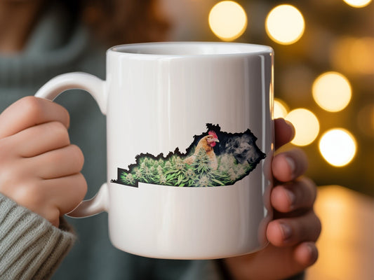 KENTUCKY Weed Mug - State Themed Coffee Mugs, Marijuana Graphic - Perfect Gift for Smokers, Weed Lovers, Stoners - Cannabis Decor