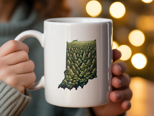 INDIANA Weed Mug - State Themed Coffee Mugs, Marijuana Graphic - Perfect Gift for Smokers, Weed Lovers, Stoners - Cannabis Decor