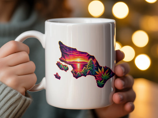 HAWAII Weed Mug - State Themed Coffee Mugs, Marijuana Graphic - Perfect Gift for Smokers, Weed Lovers, Stoners - Cannabis Decor
