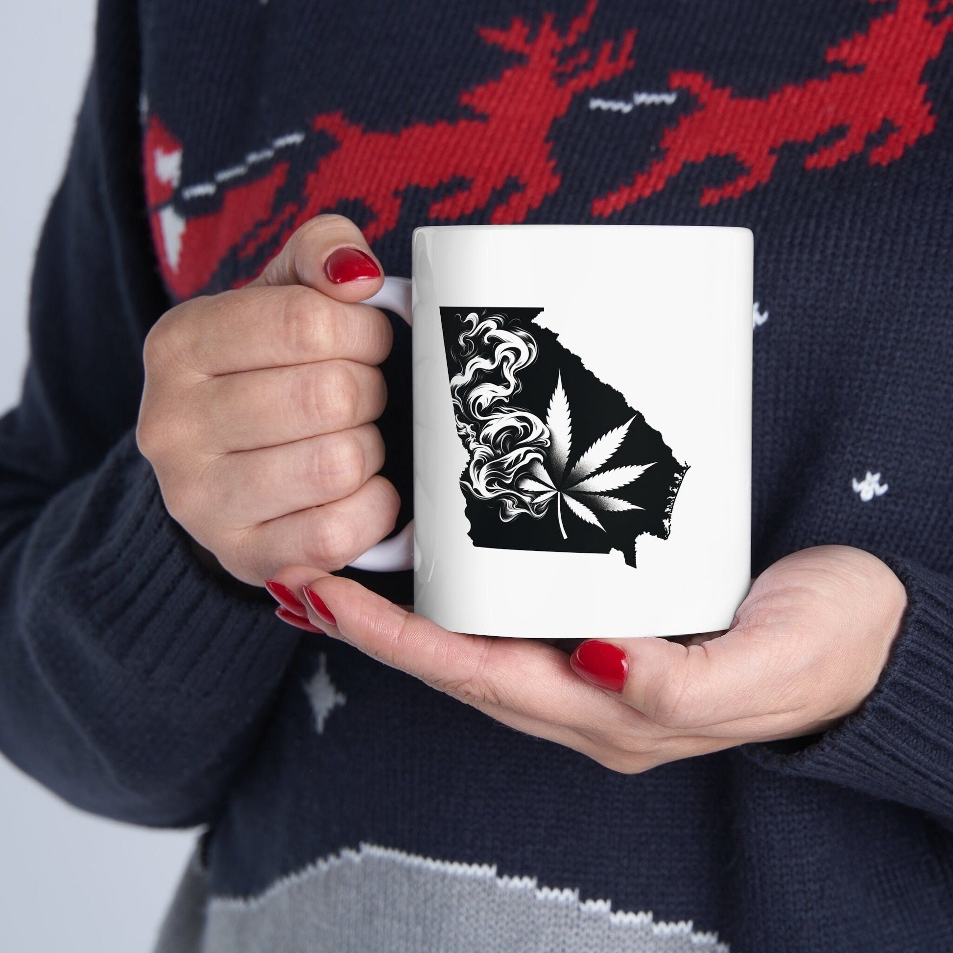 GEORGIA Weed Mug - State Themed Coffee Mugs, Marijuana Graphic - Perfect Gift for Smokers, Weed Lovers, Stoners - Cannabis Decor