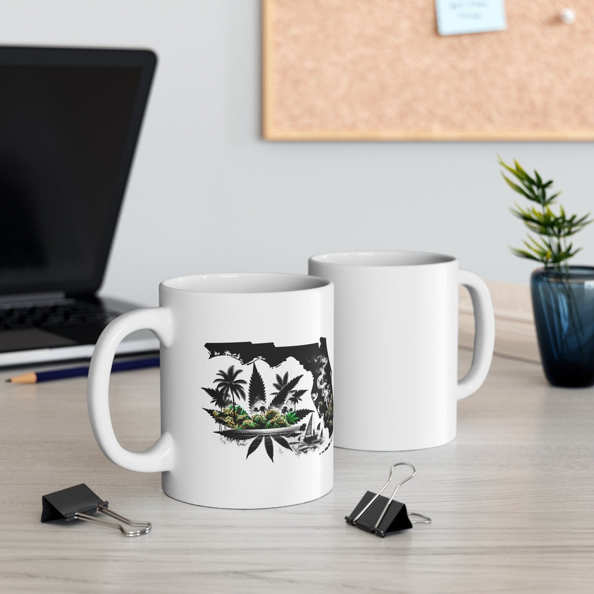 FLORIDA Weed Mug - State Themed Coffee Mugs, Marijuana Graphic - Perfect Gift for Smokers, Weed Lovers, Stoners - Cannabis Decor