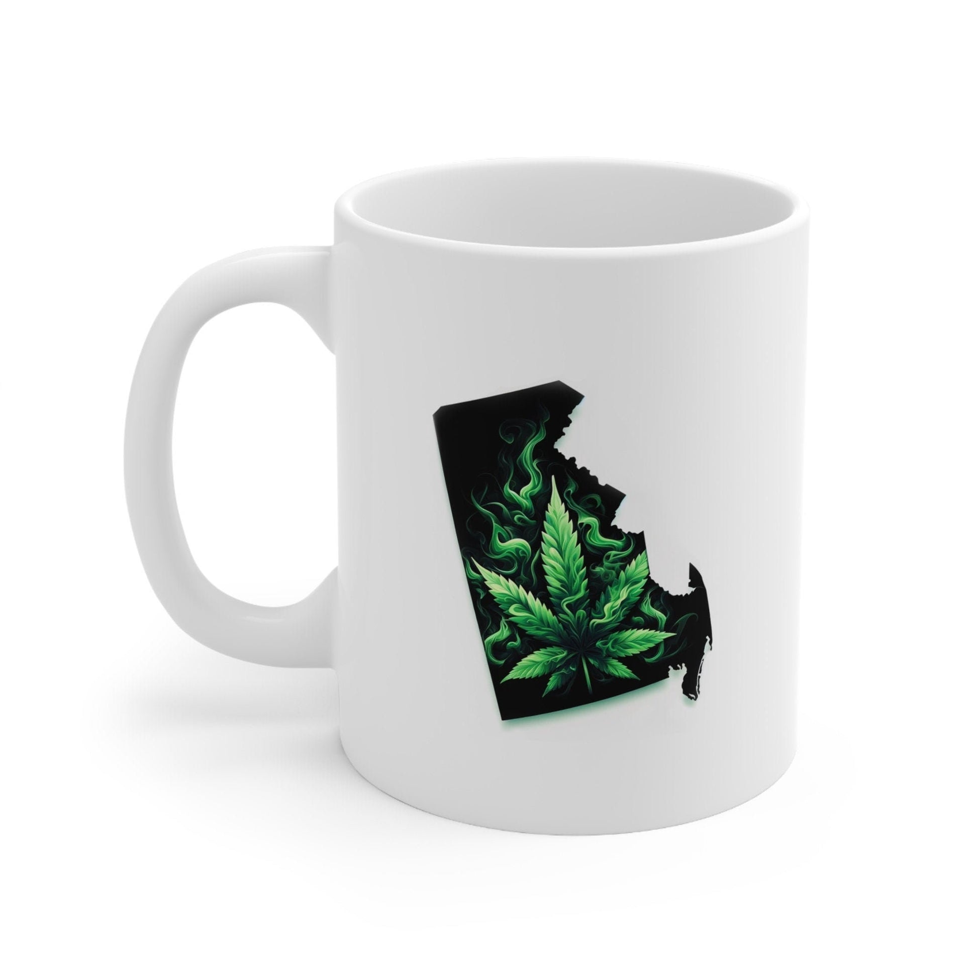 DELAWARE Weed Mug - State Themed Coffee Mugs, Marijuana Graphic - Perfect Gift for Smokers, Weed Lovers, Stoners - Cannabis Decor