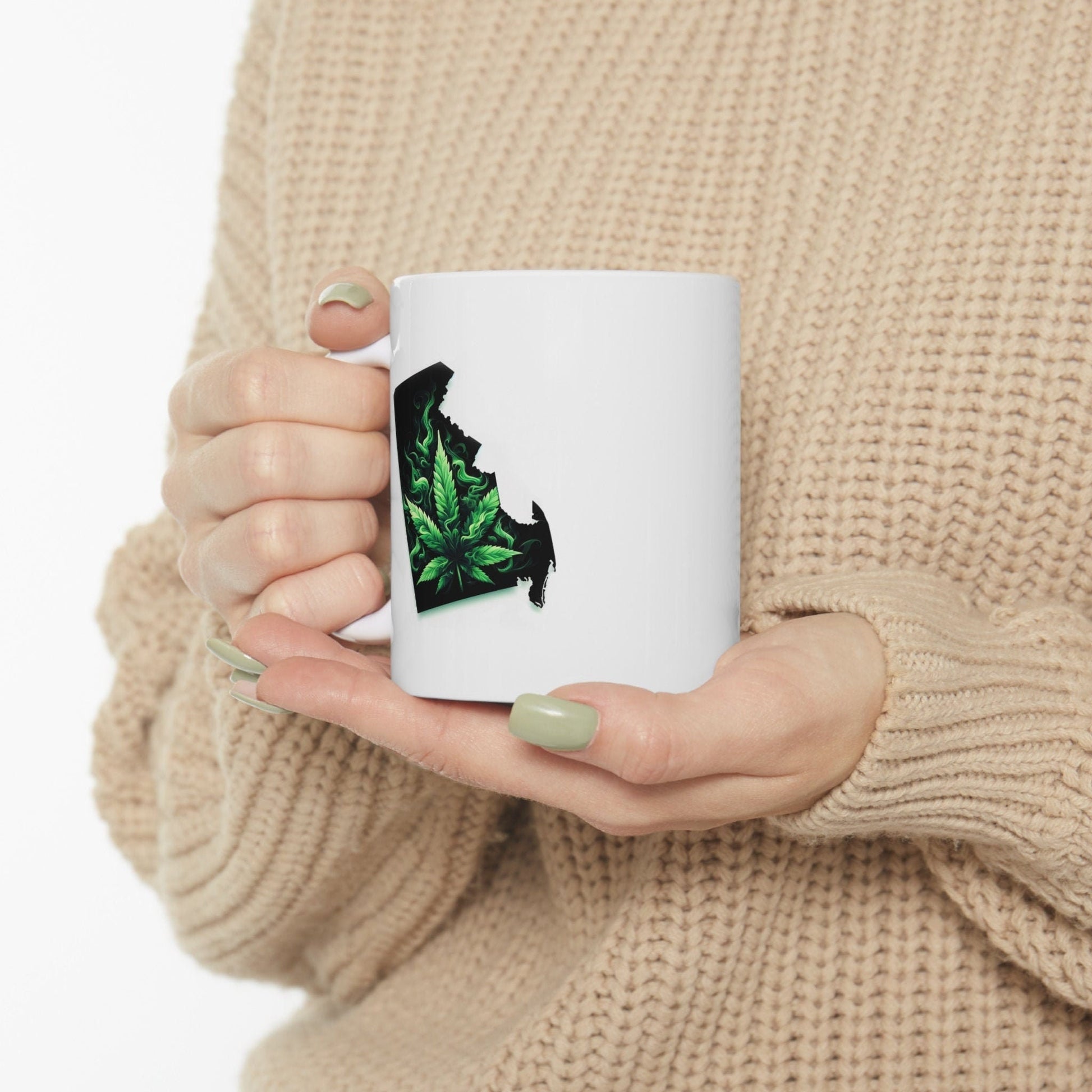 DELAWARE Weed Mug - State Themed Coffee Mugs, Marijuana Graphic - Perfect Gift for Smokers, Weed Lovers, Stoners - Cannabis Decor