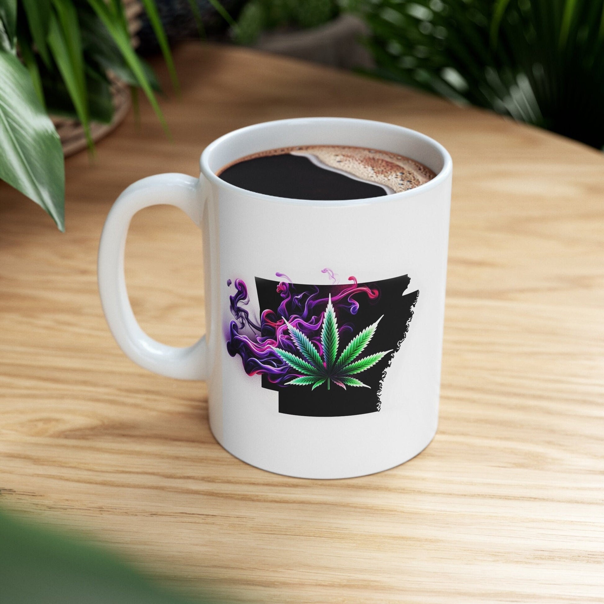 ARKANSAS Weed Mug - State Themed Coffee Mugs, Marijuana Graphic - Perfect Gift for Smokers, Weed Lovers, Stoners - Cannabis Decor