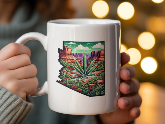 ARIZONA Weed Mug - State Themed Coffee Mugs, Marijuana Graphic - Perfect Gift for Smokers, Weed Lovers, Stoners - Cannabis Decor