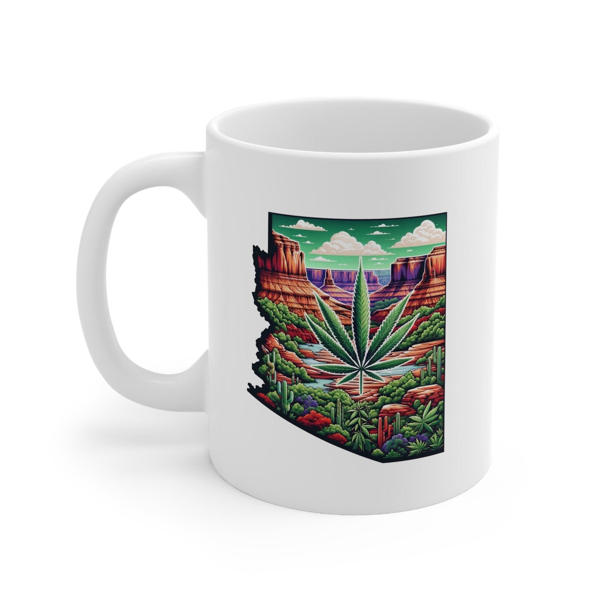 ARIZONA Weed Mug - State Themed Coffee Mugs, Marijuana Graphic - Perfect Gift for Smokers, Weed Lovers, Stoners - Cannabis Decor