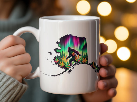 ALASKA Weed Mug - State Themed Coffee Mugs, Marijuana Graphic - Perfect Gift for Smokers, Weed Lovers, Stoners - Cannabis Decor