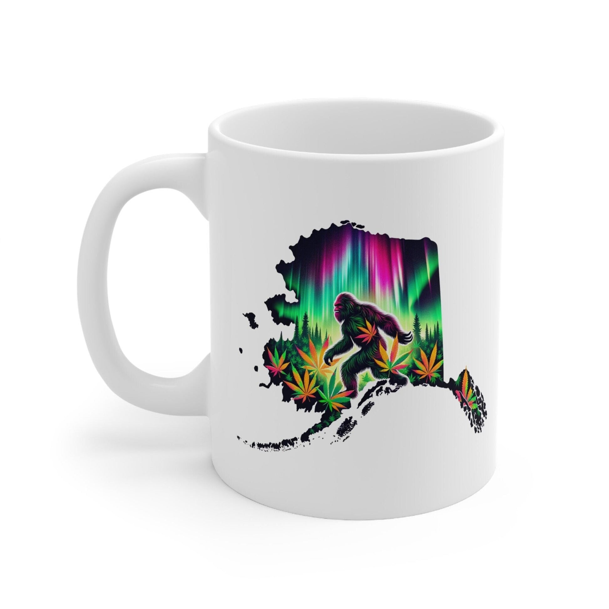 ALASKA Weed Mug - State Themed Coffee Mugs, Marijuana Graphic - Perfect Gift for Smokers, Weed Lovers, Stoners - Cannabis Decor