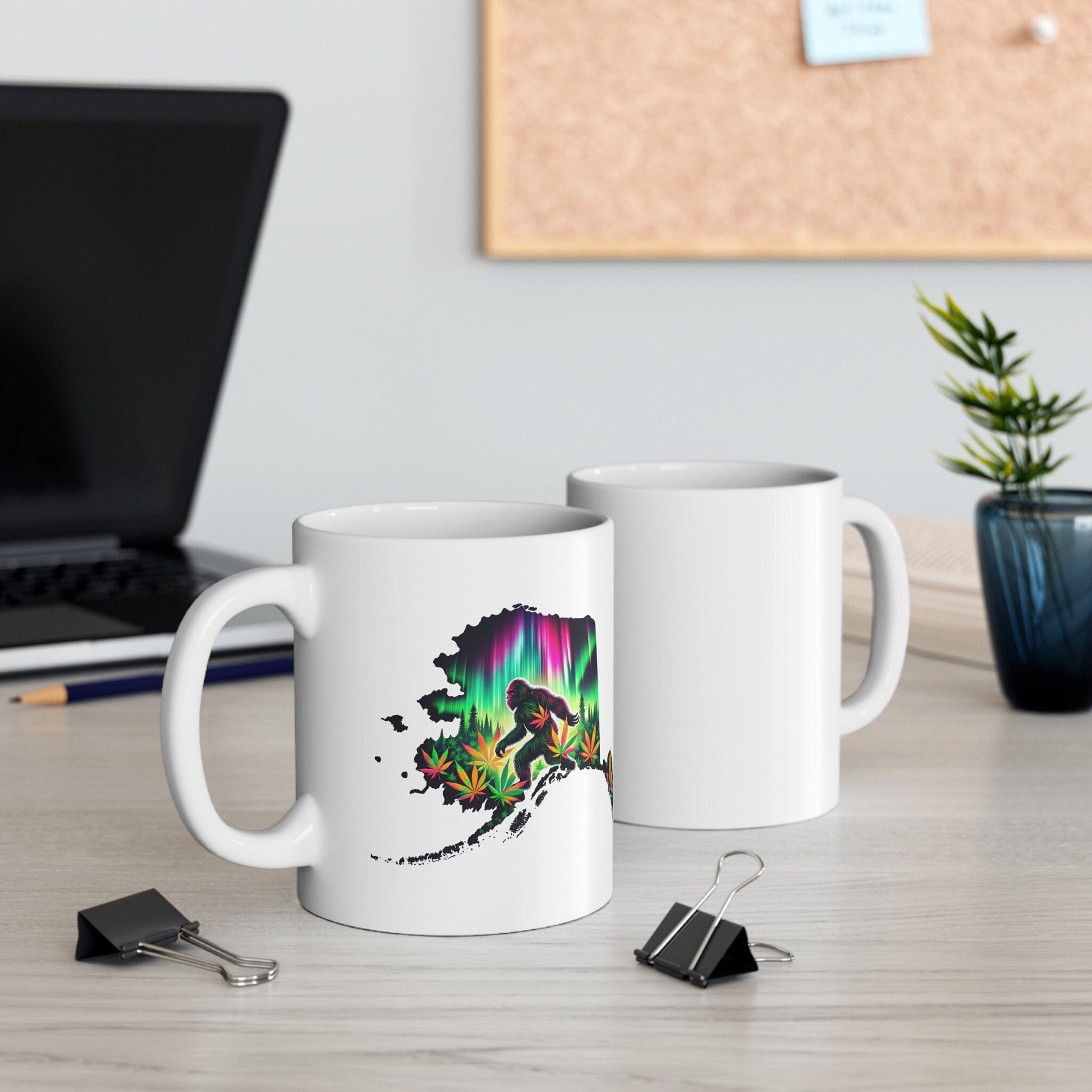 ALASKA Weed Mug - State Themed Coffee Mugs, Marijuana Graphic - Perfect Gift for Smokers, Weed Lovers, Stoners - Cannabis Decor