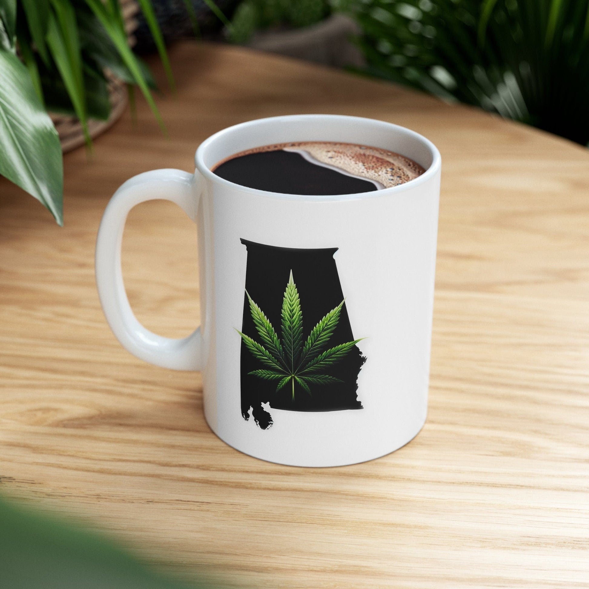 ALABAMA Weed Mug - State Themed Coffee Mugs, Marijuana Graphic - Perfect Gift for Smokers, Weed Lovers, Stoners - Cannabis Decor