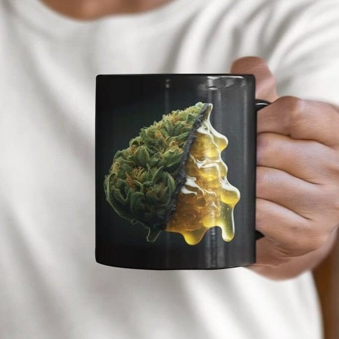 WEED / WAX - BLACK Marijuana Themed Coffee Mugs, Weed and Wax Lovers , Perfect Gift for Smokers, Stoners *Cannabis Concentrate*
