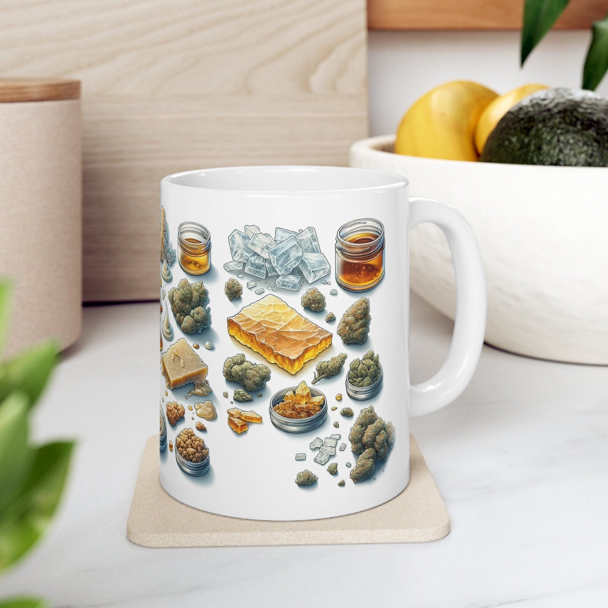 WEED and WAX - Weed Themed Coffee Mugs; Marijuana Mugs - Cannabis Decor - Gift for Smokers, Stoners; Wake and Bake Essentials
