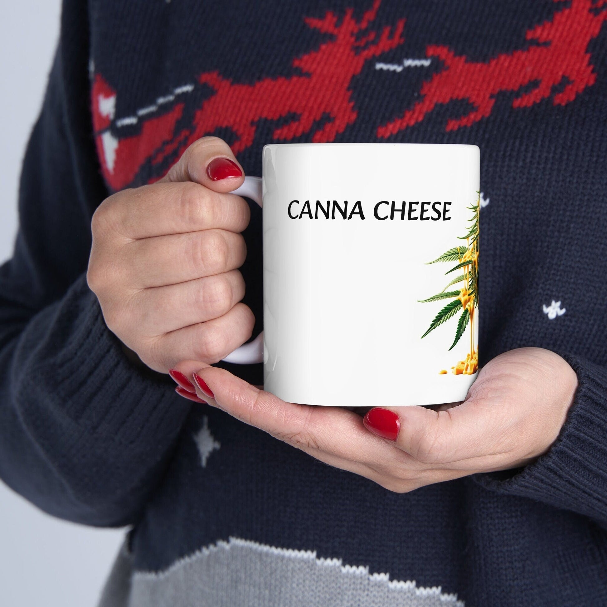 CANNA CHEESE - Weed Coffee Mug (11oz) - Perfect Strains Gift for Smokers, Stoners, Growers; Wake and Bake Mug / 420 Weed Mug, Marijuana Gift