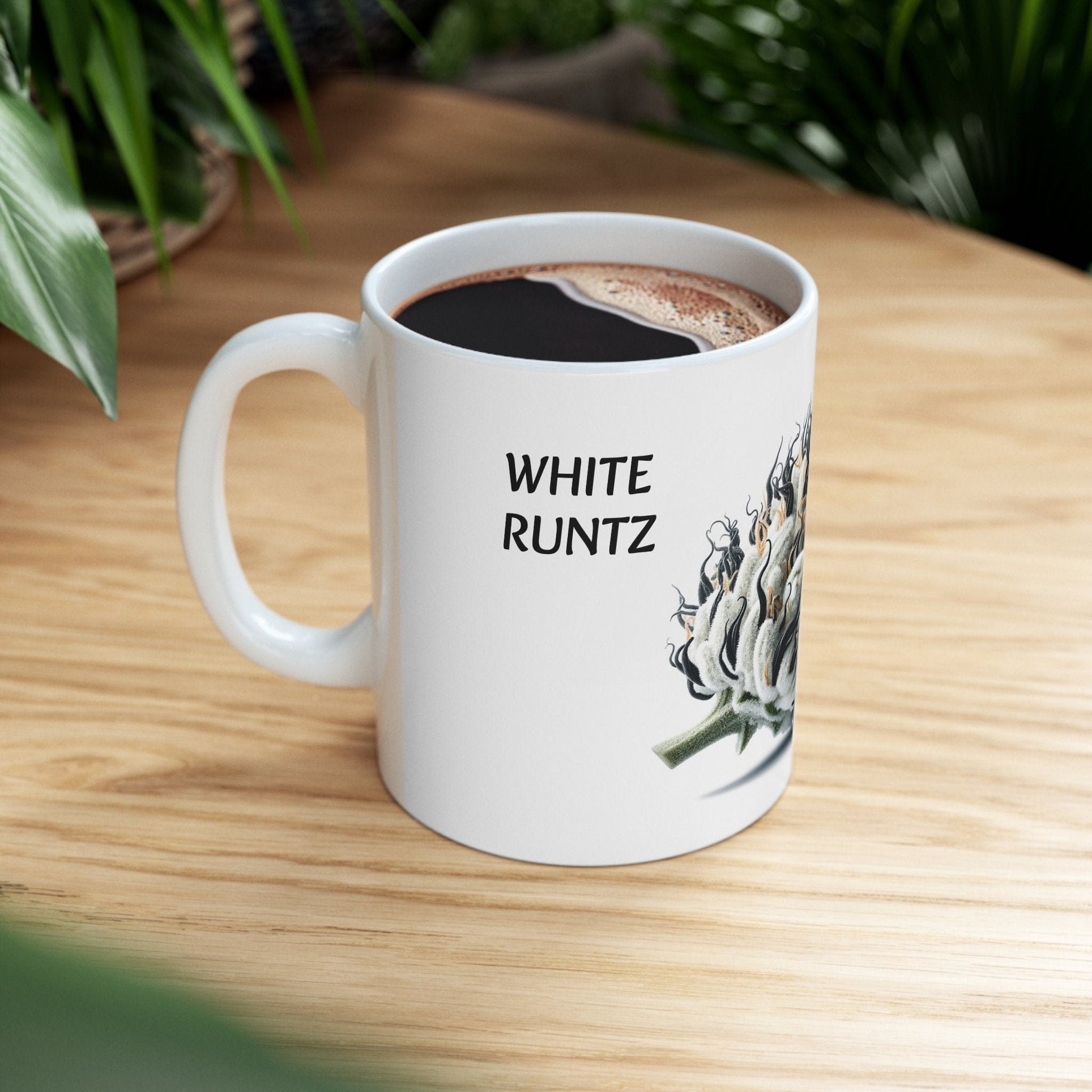 WHITE RUNTZ - Weed Coffee Mug (11oz) - Perfect Strains Gift for Smokers, Stoners, Growers; Wake and Bake Mug / 420 Weed Mug, Marijuana Gift