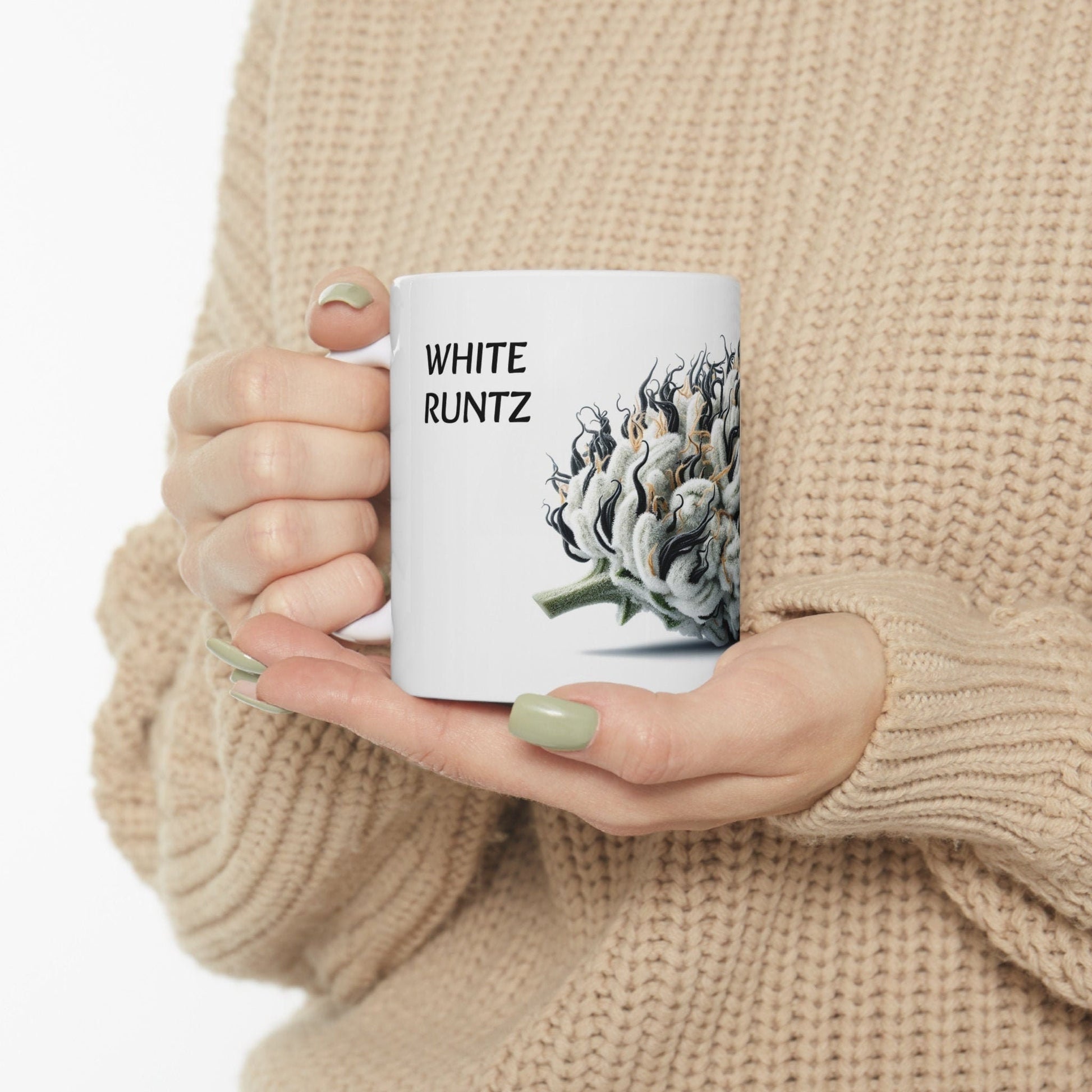 WHITE RUNTZ - Weed Coffee Mug (11oz) - Perfect Strains Gift for Smokers, Stoners, Growers; Wake and Bake Mug / 420 Weed Mug, Marijuana Gift