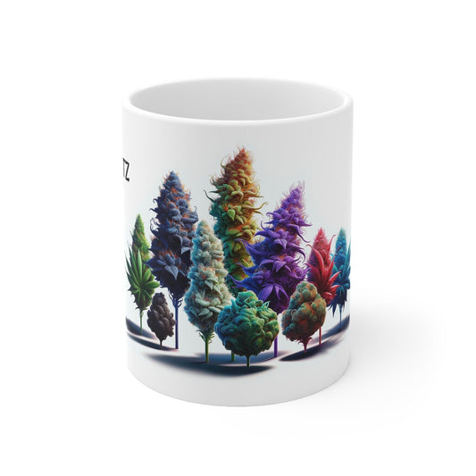 RUNTZ - Weed Coffee Mug (11oz) - Perfect Strains Gift for Smokers, Stoners, Growers; Wake and Bake Mug / 420 Weed Mug, Marijuana Gift