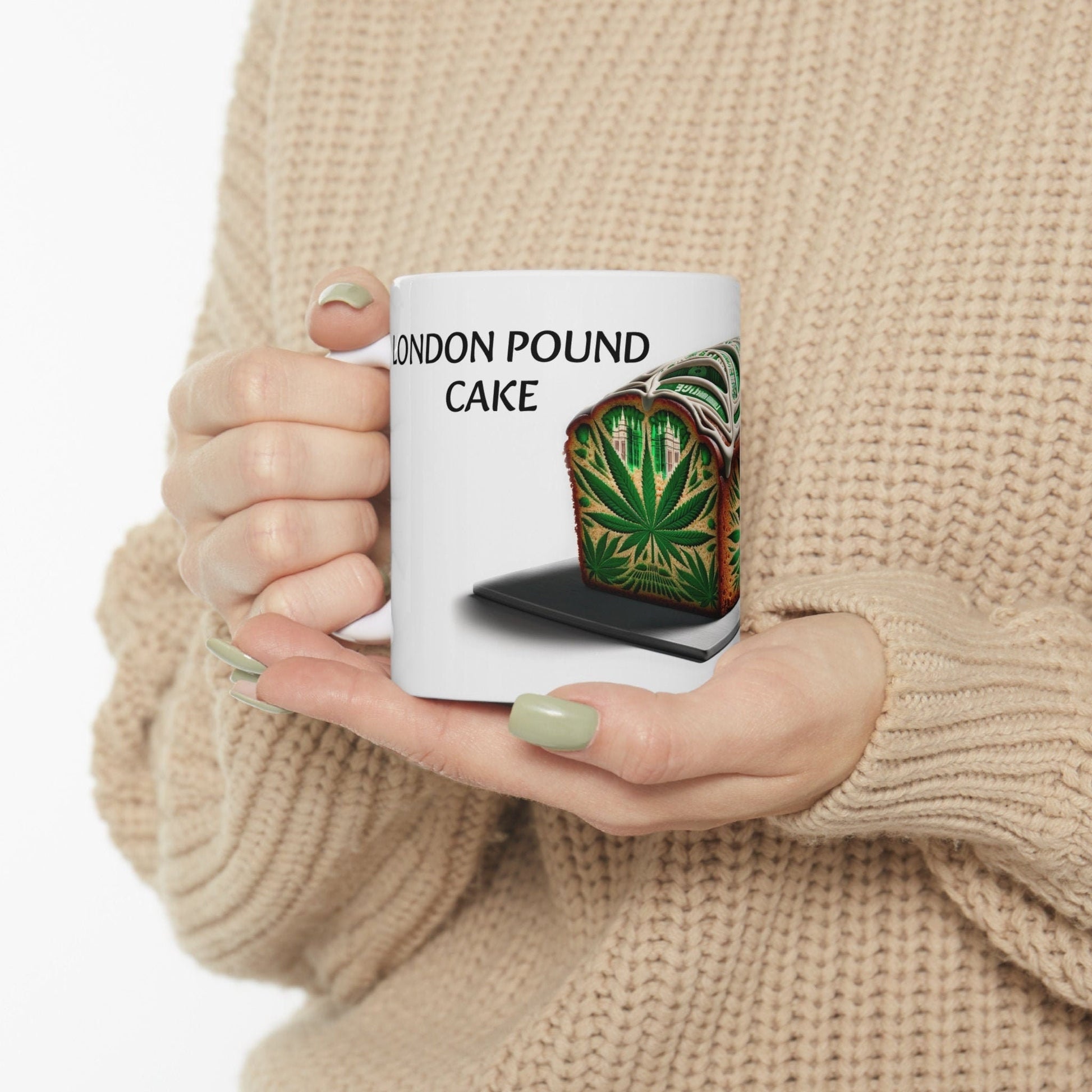 LONDON POUND CAKE - Weed Coffee Mug (11oz) - Perfect Strains Gift for Smokers, Stoners, Growers; Wake & Bake / 420 Weed Mug, Marijuana Gift
