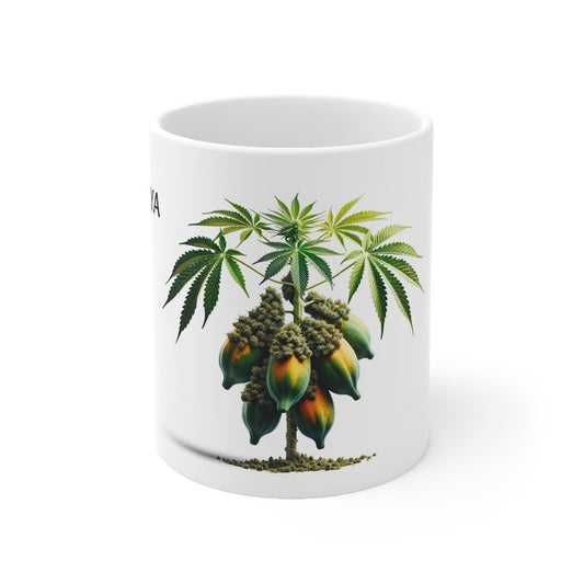 PAPAYA - Weed Coffee Mug (11oz) - Perfect Strains Gift for Smokers, Stoners, Growers; Wake and Bake Mug / 420 Weed Mug, Marijuana Gift