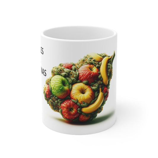 APPLES & BANANAS - Weed Coffee Mug (11oz) - Perfect Strains Gift for Smokers, Stoners, Growers; Wake and Bake / 420 Weed Mug, Marijuana Gift