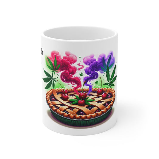 CHERRY PIE - Weed Coffee Mug (11oz) - Perfect Strains Gift for Smokers, Stoners, Growers; Wake and Bake Mug / 420 Weed Mug, Marijuana Gift