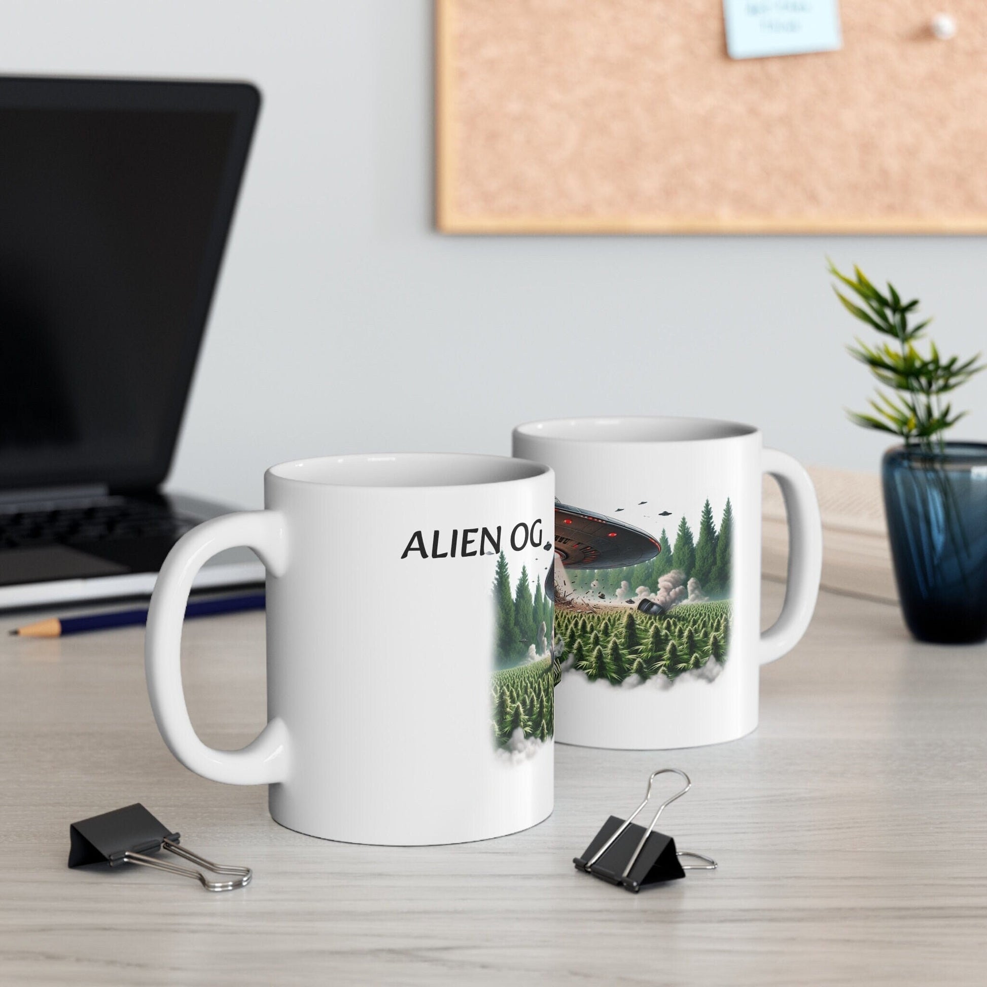 ALIEN OG - Weed Coffee Mug (11oz) - Perfect Strains Gift for Smokers, Stoners, Growers; Wake and Bake Mug / 420 Weed Mug, Marijuana Gift