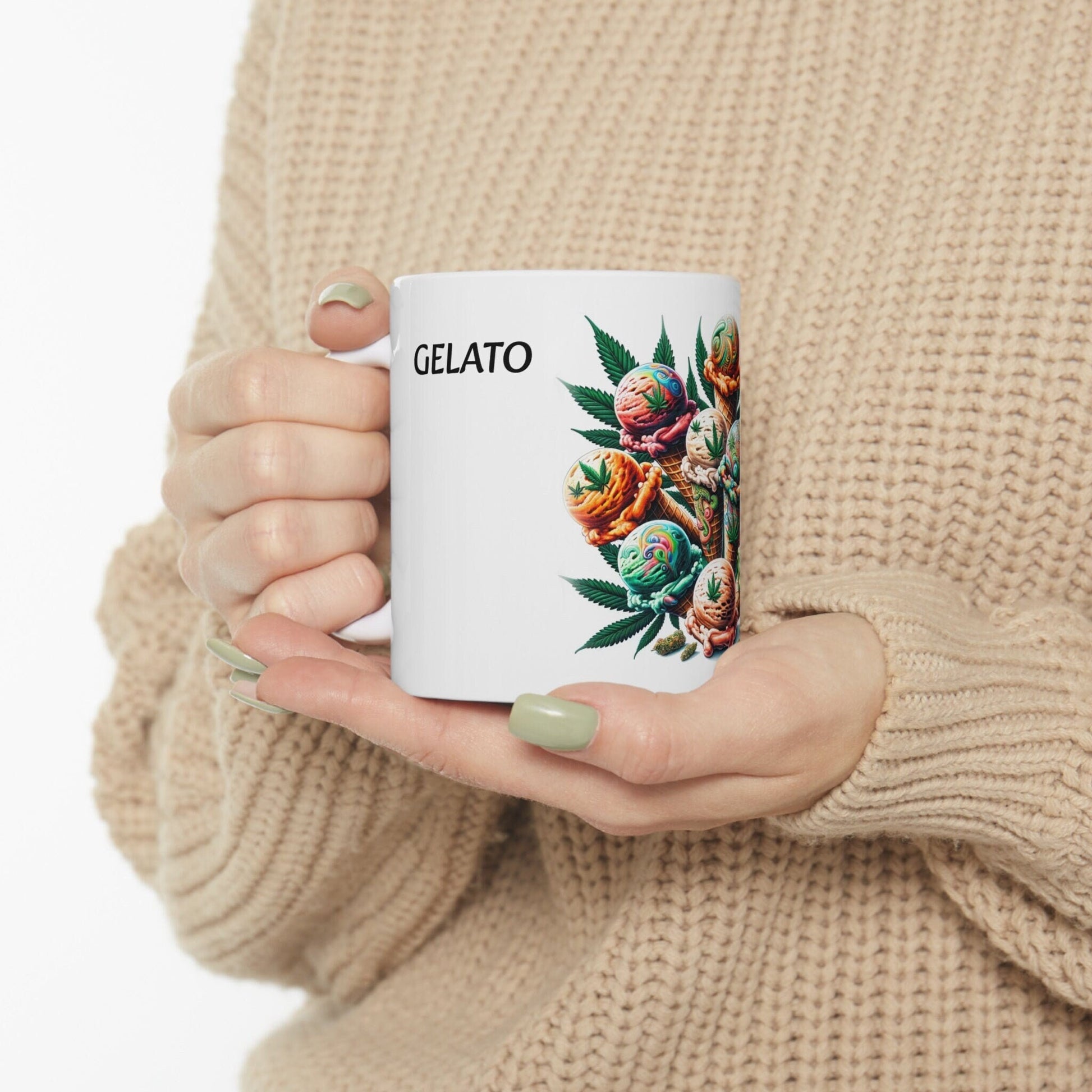 GELATO - Weed Coffee Mug (11oz) - Perfect Strains Gift for Smokers, Stoners, Growers; Wake and Bake Mug / 420 Weed Mug, Marijuana Gift
