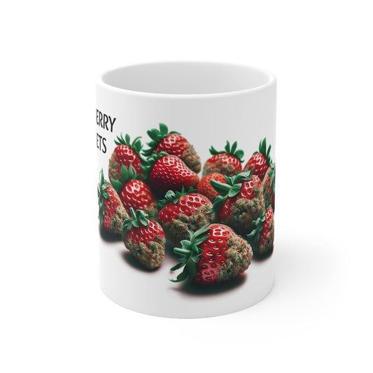 STRAWBERRY NUGGETS - Weed Coffee Mug (11oz) - Perfect Strains Gift for Smokers, Stoners, Growers; Wake & Bake / 420 Weed Mug, Marijuana Gift