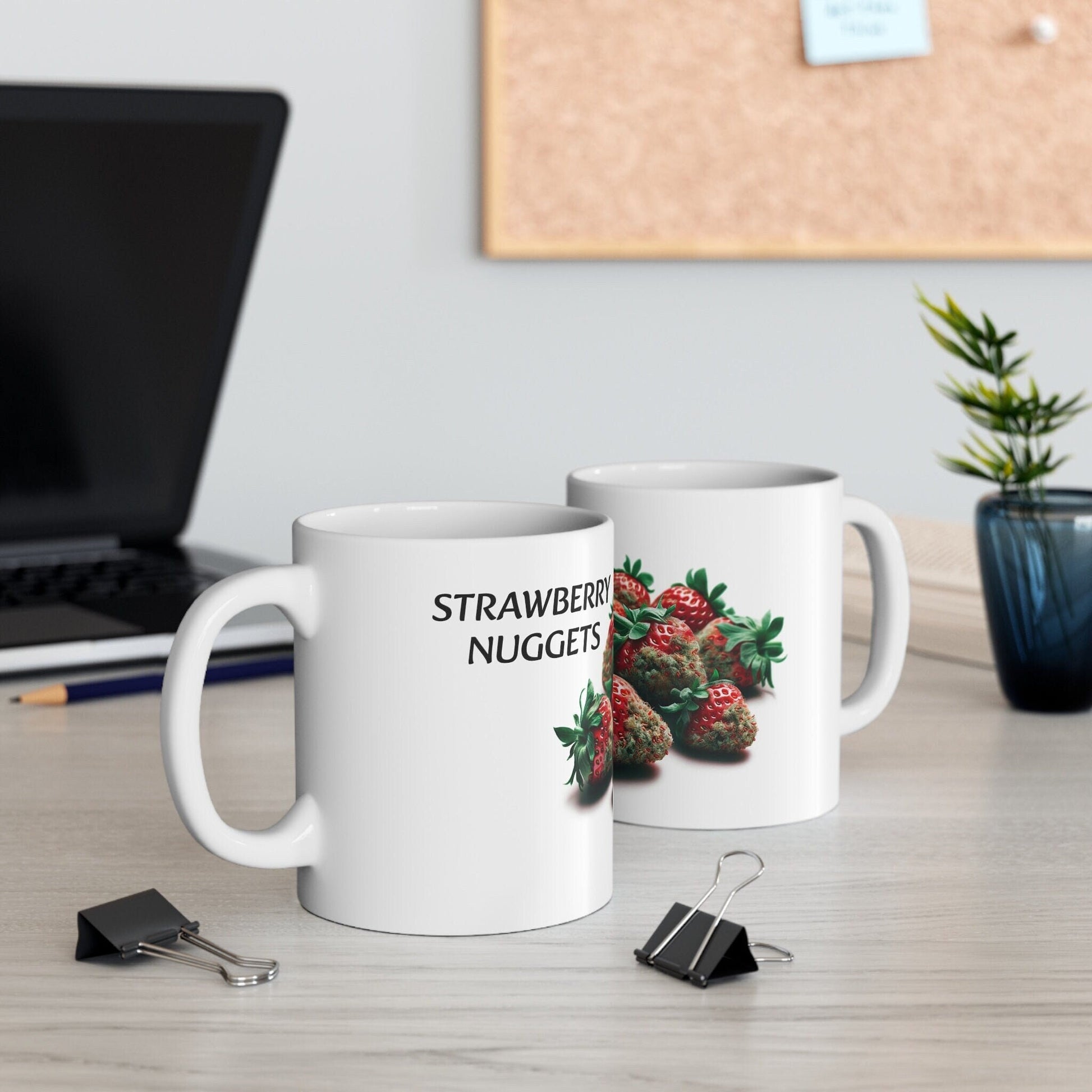 STRAWBERRY NUGGETS - Weed Coffee Mug (11oz) - Perfect Strains Gift for Smokers, Stoners, Growers; Wake & Bake / 420 Weed Mug, Marijuana Gift