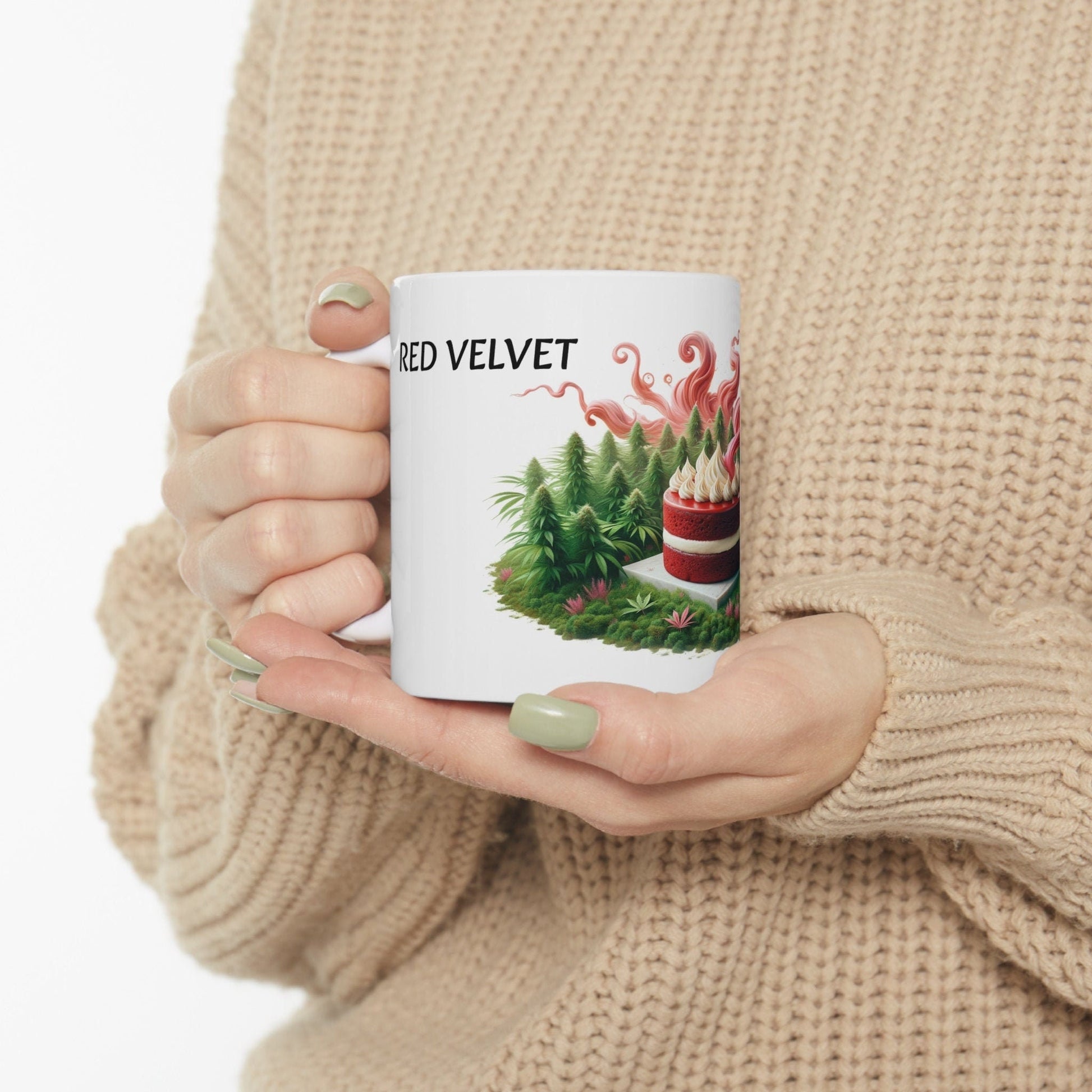 RED VELVET - Weed Coffee Mug (11oz) - Perfect Strains Gift for Smokers, Stoners, Growers; Wake and Bake Mug / 420 Weed Mug, Marijuana Gift