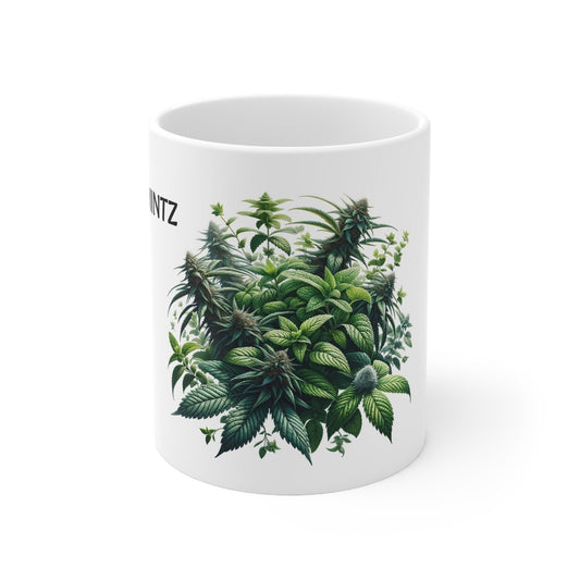 KUSH MINTZ - Weed Coffee Mug (11oz) - Perfect Strains Gift for Smokers, Stoners, Growers; Wake and Bake Mug / 420 Weed Mug, Marijuana Gift