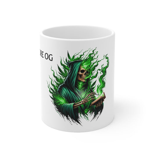 HARDCORE OG - Weed Coffee Mug (11oz) - Perfect Strains Gift for Smokers, Stoners, Growers; Wake and Bake Mug / 420 Weed Mug, Marijuana Gift