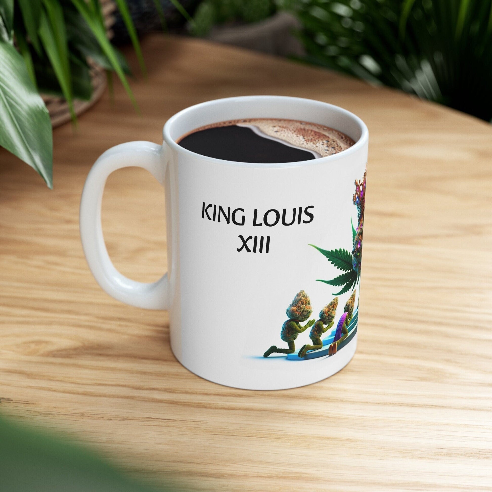 KING LOUIS XIII - Weed Coffee Mug (11oz) - Perfect Strains Gift for Smokers, Stoners, Growers; Wake and Bake / 420 Weed Mug, Marijuana Gift