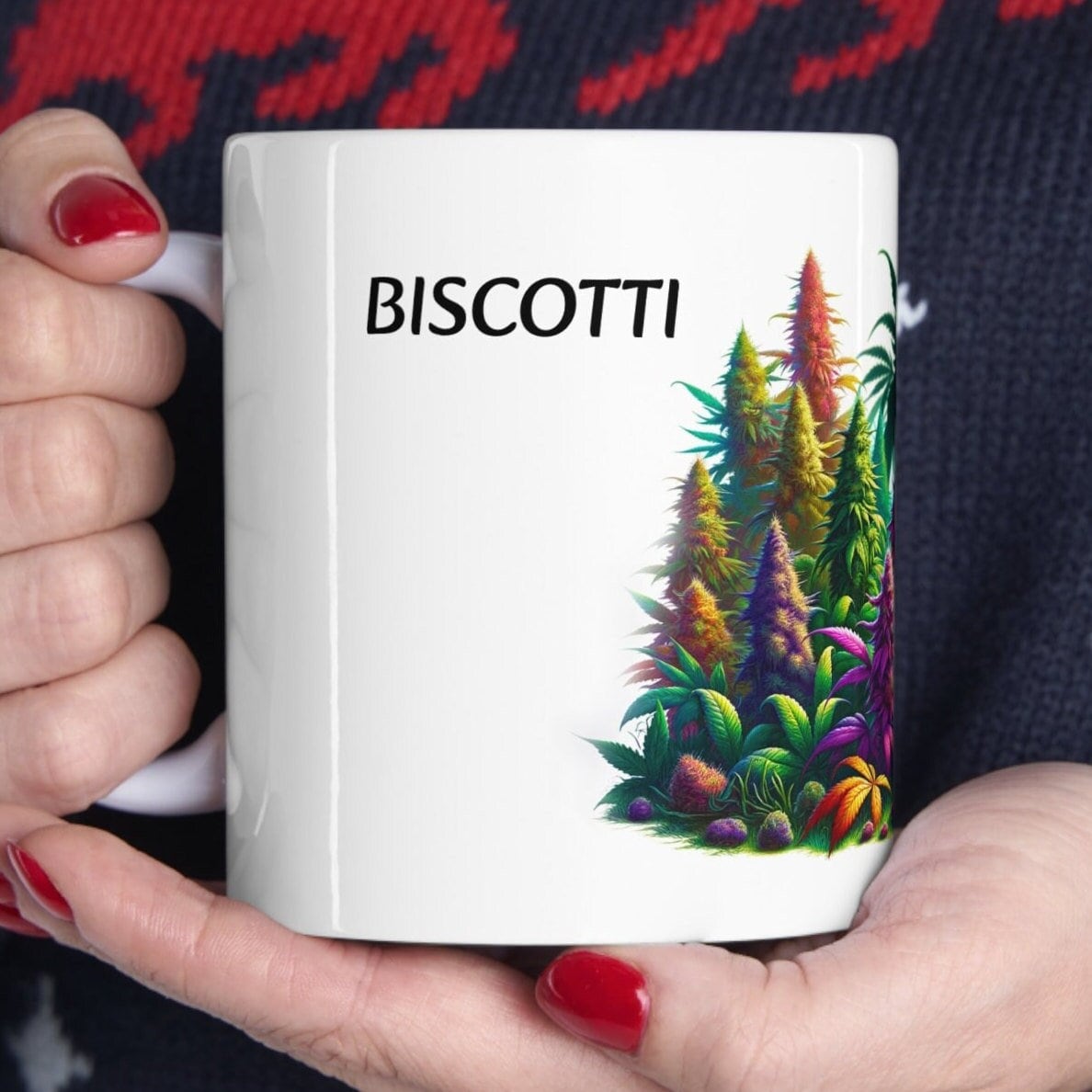 BISCOTTI - Weed Coffee Mug (11oz) - Perfect Strains Gift for Smokers, Stoners, Growers; Wake and Bake Mug / 420 Weed Mug, Marijuana Gift