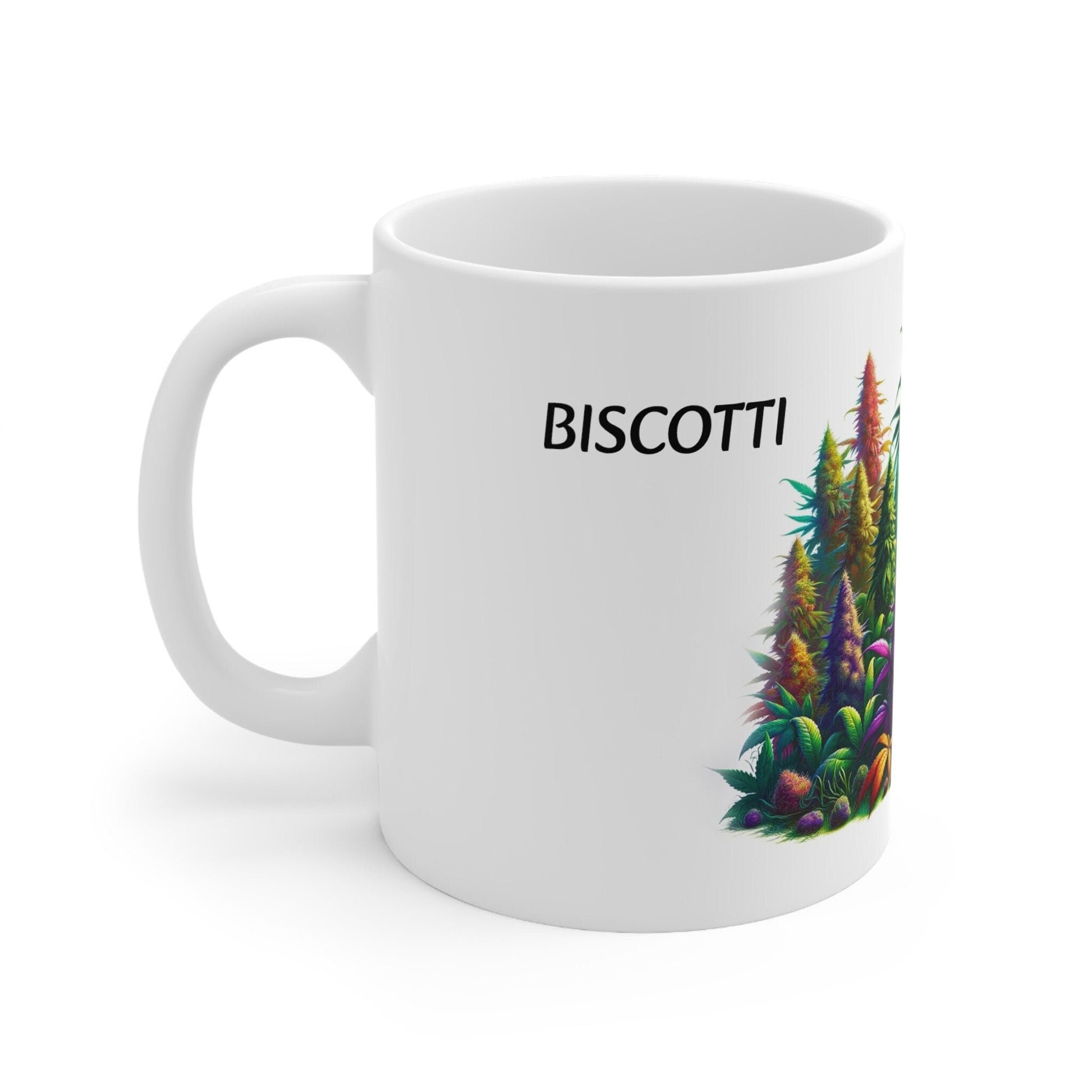 BISCOTTI - Weed Coffee Mug (11oz) - Perfect Strains Gift for Smokers, Stoners, Growers; Wake and Bake Mug / 420 Weed Mug, Marijuana Gift