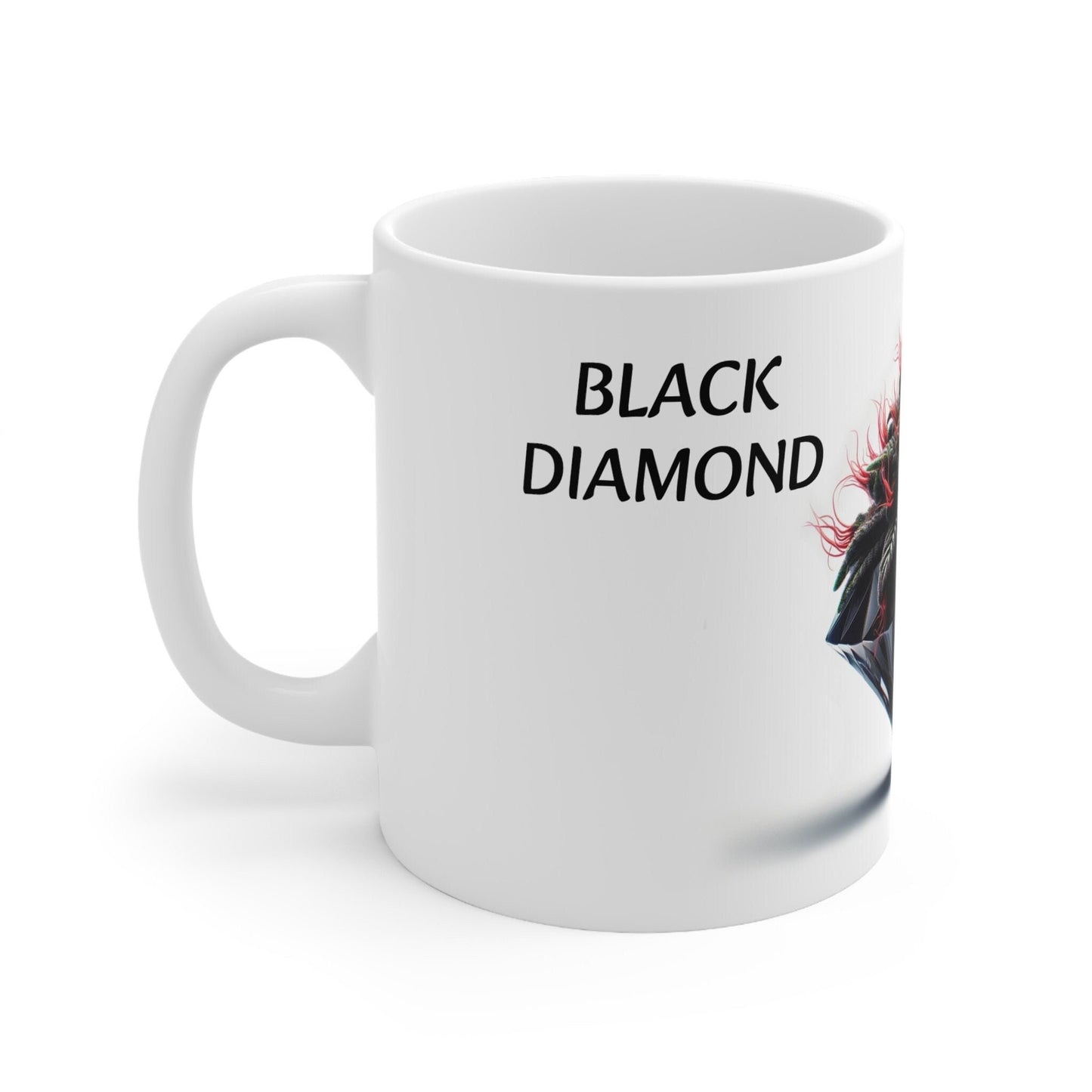 BLACK DIAMOND - Weed Coffee Mug (11oz) - Perfect Strains Gift for Smokers, Stoners, Growers; Wake & Bake Mug / 420 Weed Mug, Marijuana Gift