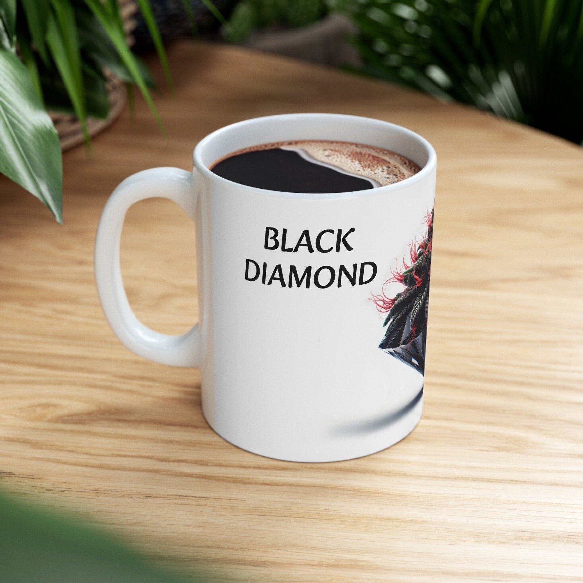 BLACK DIAMOND - Weed Coffee Mug (11oz) - Perfect Strains Gift for Smokers, Stoners, Growers; Wake & Bake Mug / 420 Weed Mug, Marijuana Gift