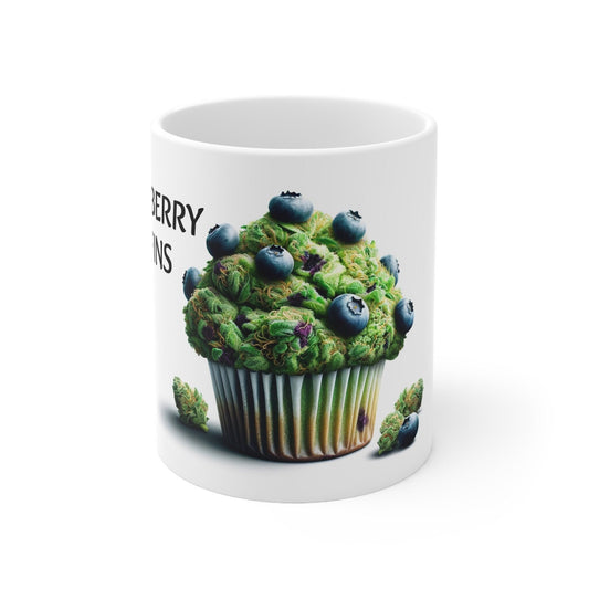 BLUEBERRY MUFFINS - Weed Coffee Mug (11oz) - Perfect Strains Gift for Smokers, Stoners, Growers; Wake & Bake / 420 Weed Mug, Marijuana Gift