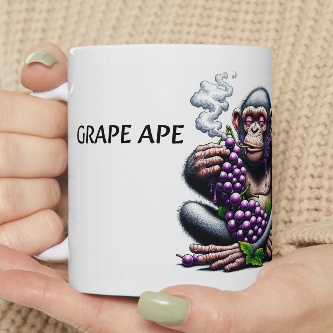 GRAPE APE - Weed Coffee Mug (11oz) - Perfect Strains Gift for Smokers, Stoners, Growers; Wake and Bake Mug / 420 Weed Mug, Marijuana Gift