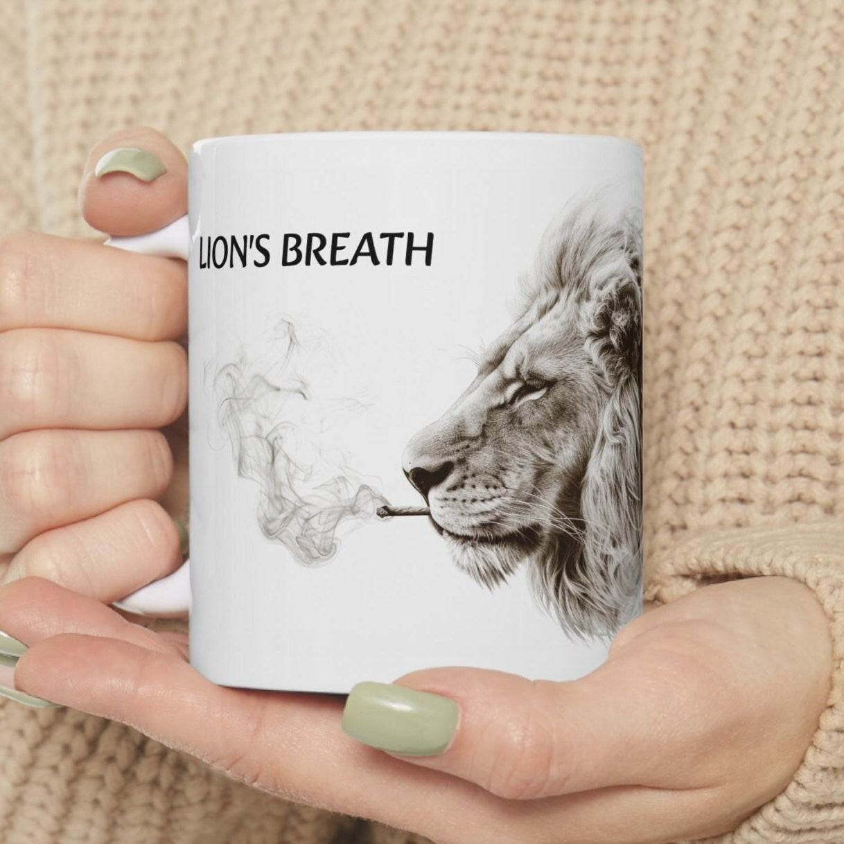 LION&#39;S BREATH - Weed Coffee Mug (11oz) - Perfect Strains Gift for Smokers, Stoners, Growers; Wake & Bake Mug / 420 Weed Mug, Marijuana Gift