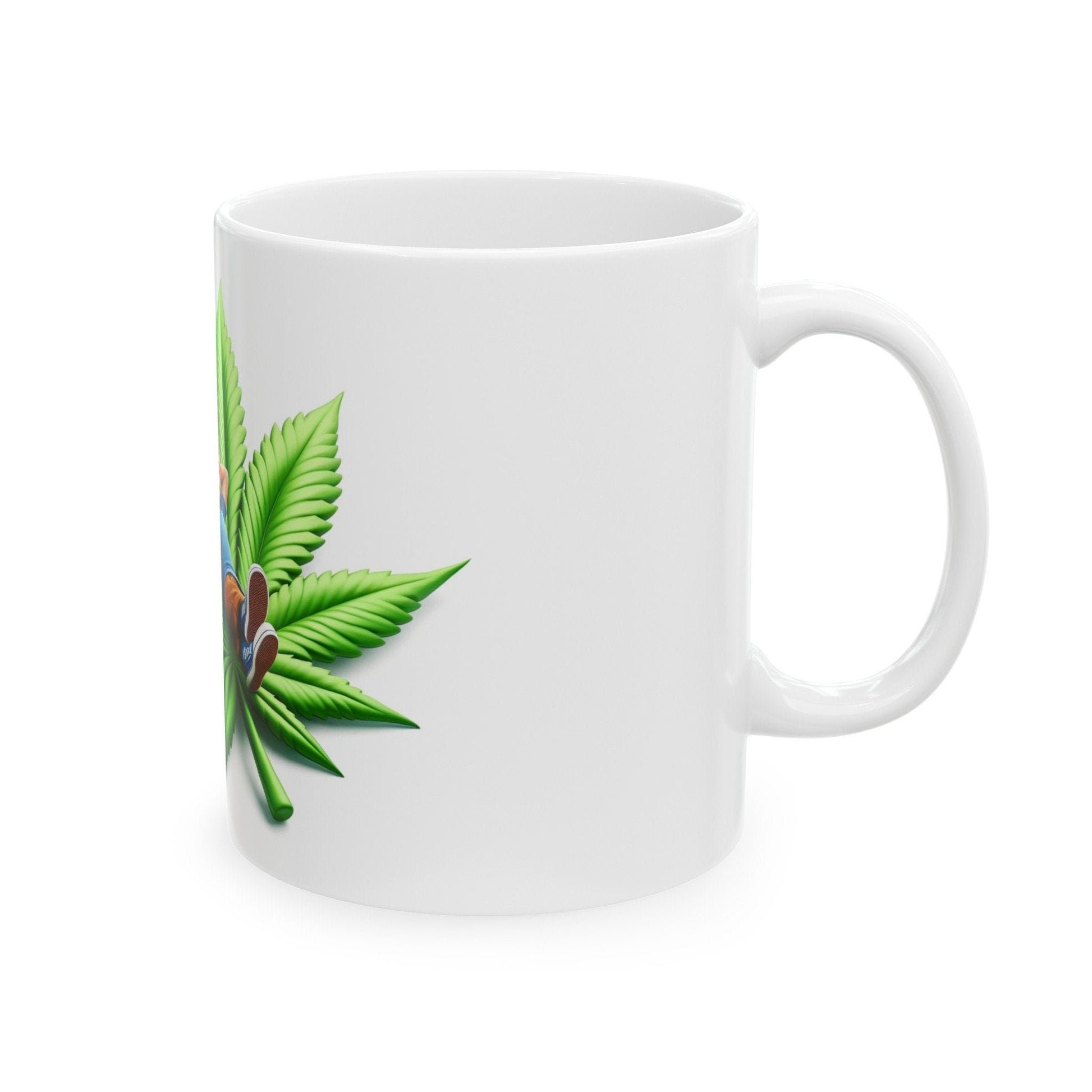 GUY on WEED LEAF - 420 Coffee Weed Mug (11oz) - Weed Gift for Stoners, Smoker; Wake & Bake Mug / 420 Weed Mug / Marijuana Gift, Cannabis Mug