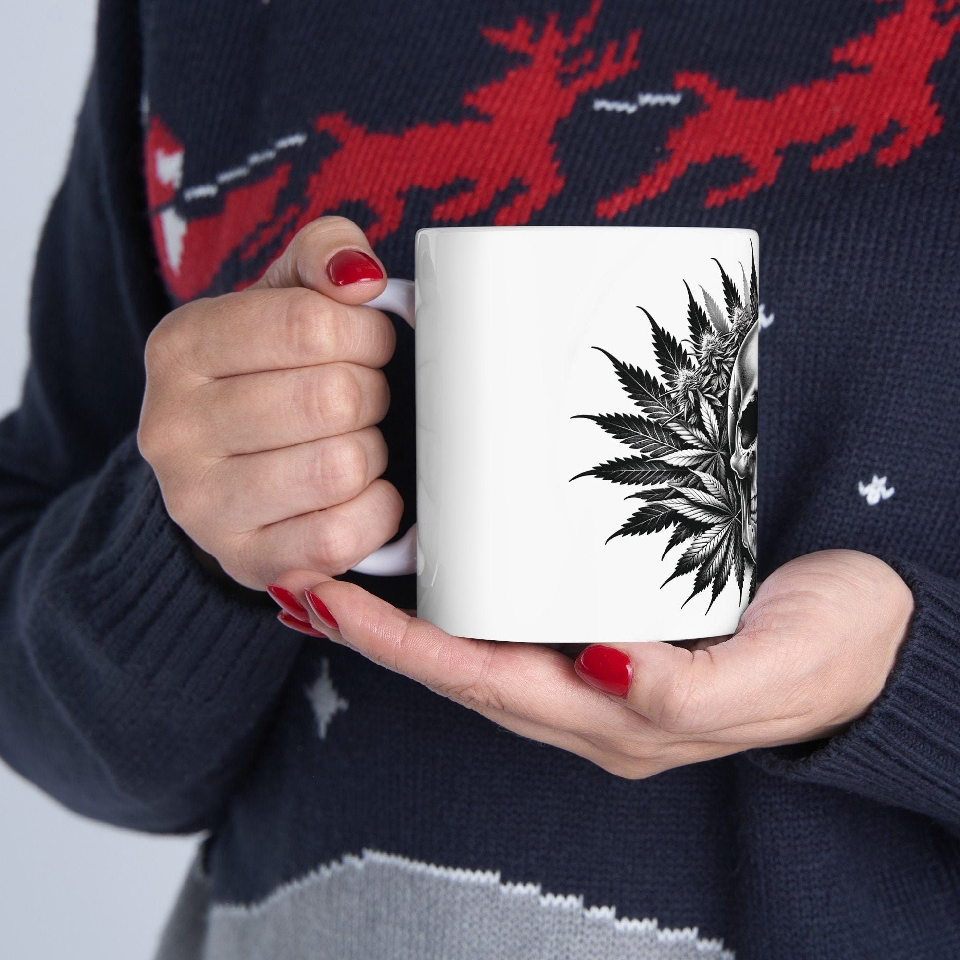 420 WEED SKULL MUG - Coffee Weed Mug (11oz) - Weed Gift for Stoners, Smokers; Wake & Bake Mug / 420 Weed Mug / Marijuana Gift, Cannabis Mug